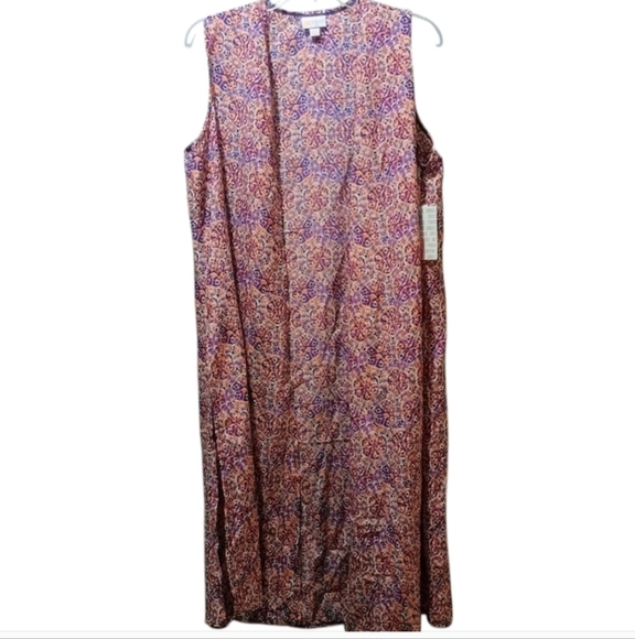 NWT Lularoe Joy Sleeveless Cover Up Vest Kimono Purple Size Medium 10-12 - Picture 8 of 8